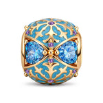 Timeless Fable Aquamarine Heart Gemstone Dangle Charm in Tarnish-Resistant Silver with 14K Gold Plating
