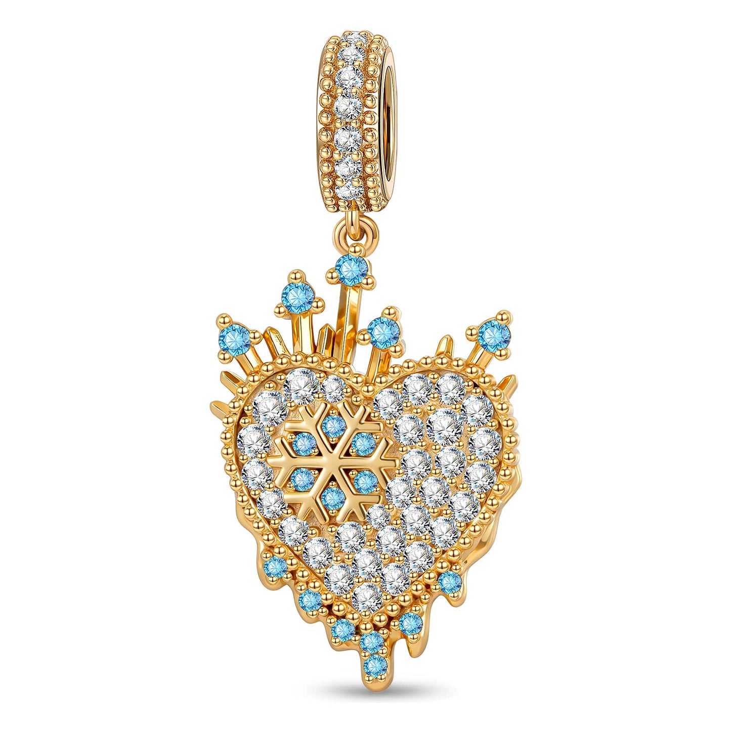 Timeless Fable Aquamarine Sparkle Pavé Gemstone Dangle Charm in Tarnish-Resistant Silver
