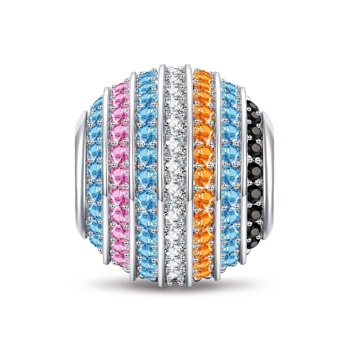 Ocean Mermaid Tarnish-Resistant Silver Charm With Crystal In White Gold Plated