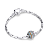 Ocean Mermaid Tarnish-Resistant Silver Charm With Crystal In White Gold Plated