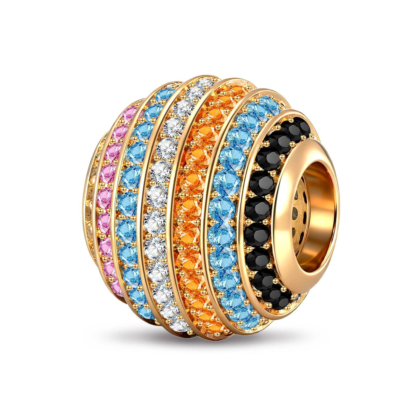 Ocean Mermaid Tarnish-Resistant Silver Charm With Crystal In 14K Gold Plated
