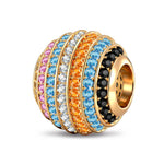 Ocean Mermaid Tarnish-Resistant Silver Charm With Crystal In 14K Gold Plated