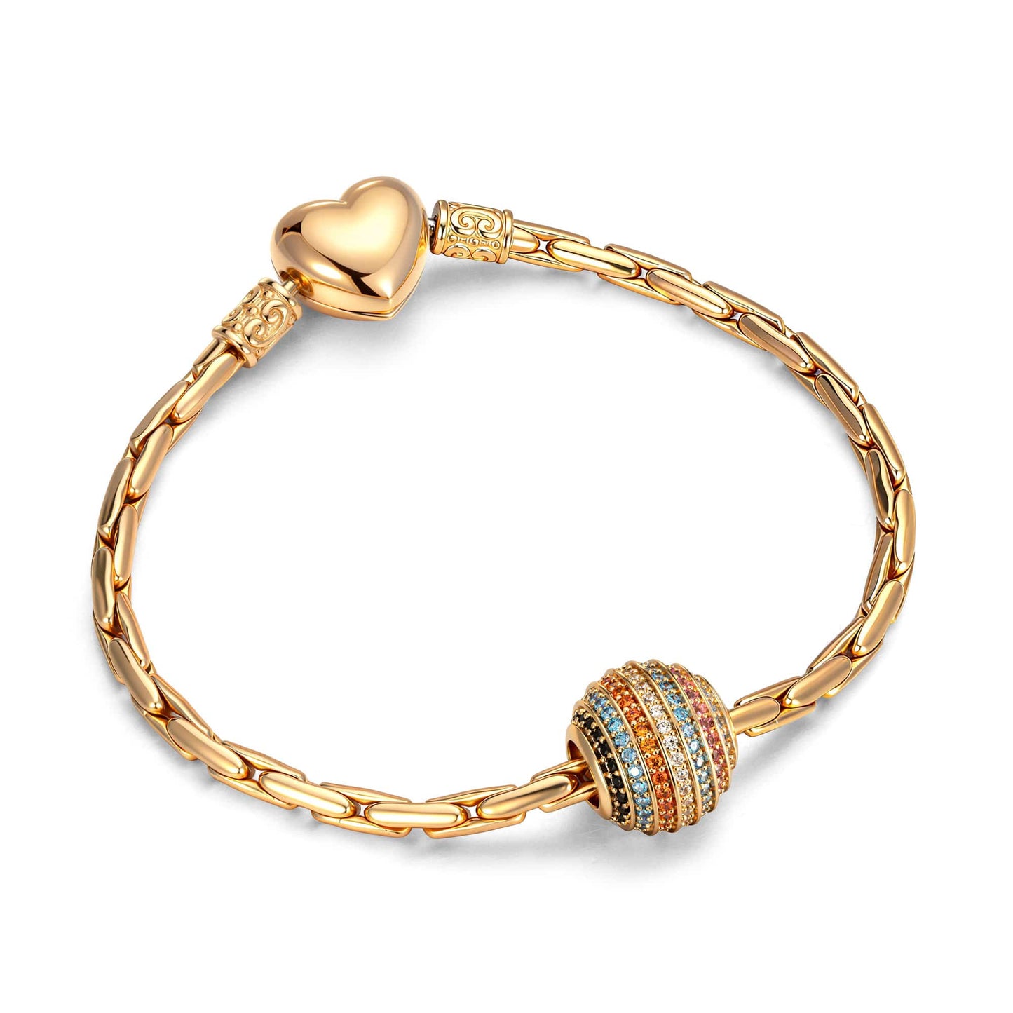 Ocean Mermaid Tarnish-Resistant Silver Charm With Crystal In 14K Gold Plated