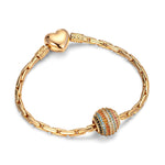 Ocean Mermaid Tarnish-Resistant Silver Charm With Crystal In 14K Gold Plated