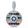 Ocean Mermaid Sea Glow Pavé Gemstone Dangle Charm in Tarnish-Resistant Silver with White Gold Plating