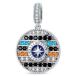 Ocean Mermaid Sea Glow Pavé Gemstone Dangle Charm in Tarnish-Resistant Silver with White Gold Plating