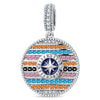 Ocean Mermaid Sea Glow Pavé Gemstone Dangle Charm in Tarnish-Resistant Silver with White Gold Plating