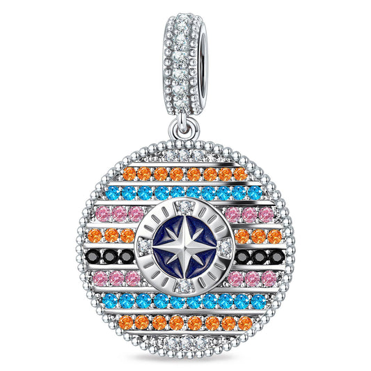 gona- Ocean Mermaid Sea Glow Pavé Gemstone Dangle Charm in Tarnish-Resistant Silver with White Gold Plating