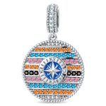 Ocean Mermaid Sea Glow Pavé Gemstone Dangle Charm in Tarnish-Resistant Silver with White Gold Plating