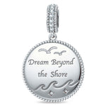 Ocean Mermaid Sea Glow Pavé Gemstone Dangle Charm in Tarnish-Resistant Silver with White Gold Plating