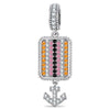Ocean Tide Maiden Crystal Dangle Charm in Tarnish-Resistant Silver with White Gold Plating