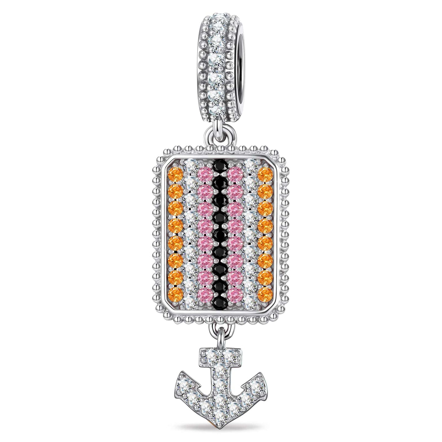 Ocean Tide Maiden Crystal Dangle Charm in Tarnish-Resistant Silver with White Gold Plating