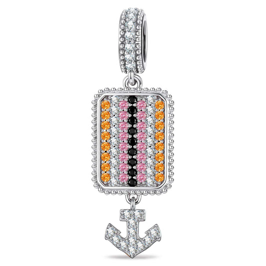 gona- Ocean Tide Maiden Crystal Dangle Charm in Tarnish-Resistant Silver with White Gold Plating