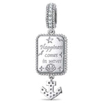Ocean Tide Maiden Crystal Dangle Charm in Tarnish-Resistant Silver with White Gold Plating