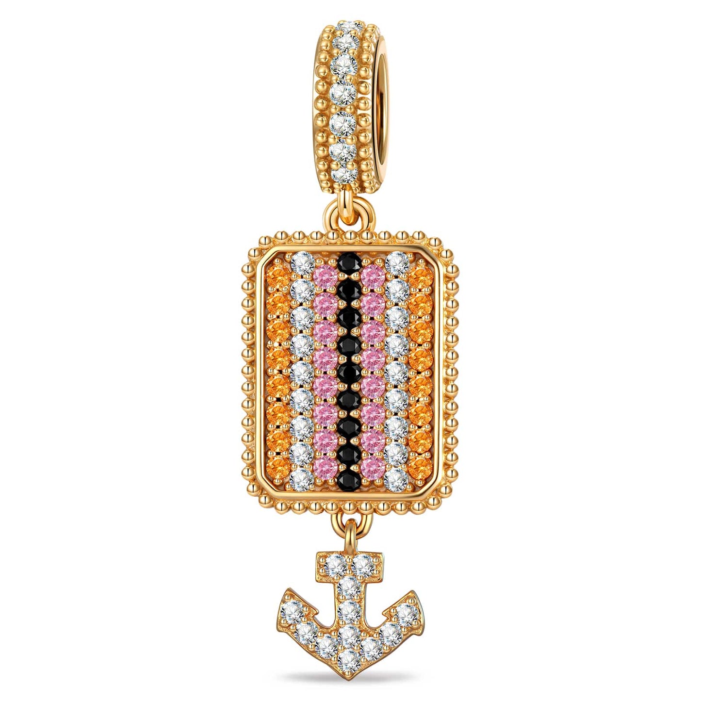 Ocean Tide Maiden Crystal Dangle Charm in Tarnish-Resistant Silver with 14K Gold Plating