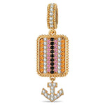 Ocean Tide Maiden Crystal Dangle Charm in Tarnish-Resistant Silver with 14K Gold Plating