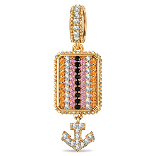 gona- Ocean Tide Maiden Crystal Dangle Charm in Tarnish-Resistant Silver with 14K Gold Plating