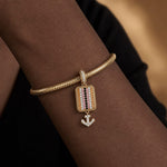Ocean Tide‑Maiden Pavé Gemstone Anchor Dangle Charm in Tarnish‑Resistant Silver