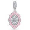 Timeless Fable Ruby Red Pavé Gemstone Dangle Charm in Tarnish-Resistant Silver