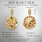 Timeless Fable Lotus Leaf Dewdrop Pearl & Gemstone Dangle Charm in Tarnish-Resistant Silver with 14K Gold Plating