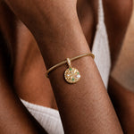 Timeless Fable Lotus Leaf Dewdrop Pearl & Gemstone Dangle Charm in Tarnish-Resistant Silver with 14K Gold Plating