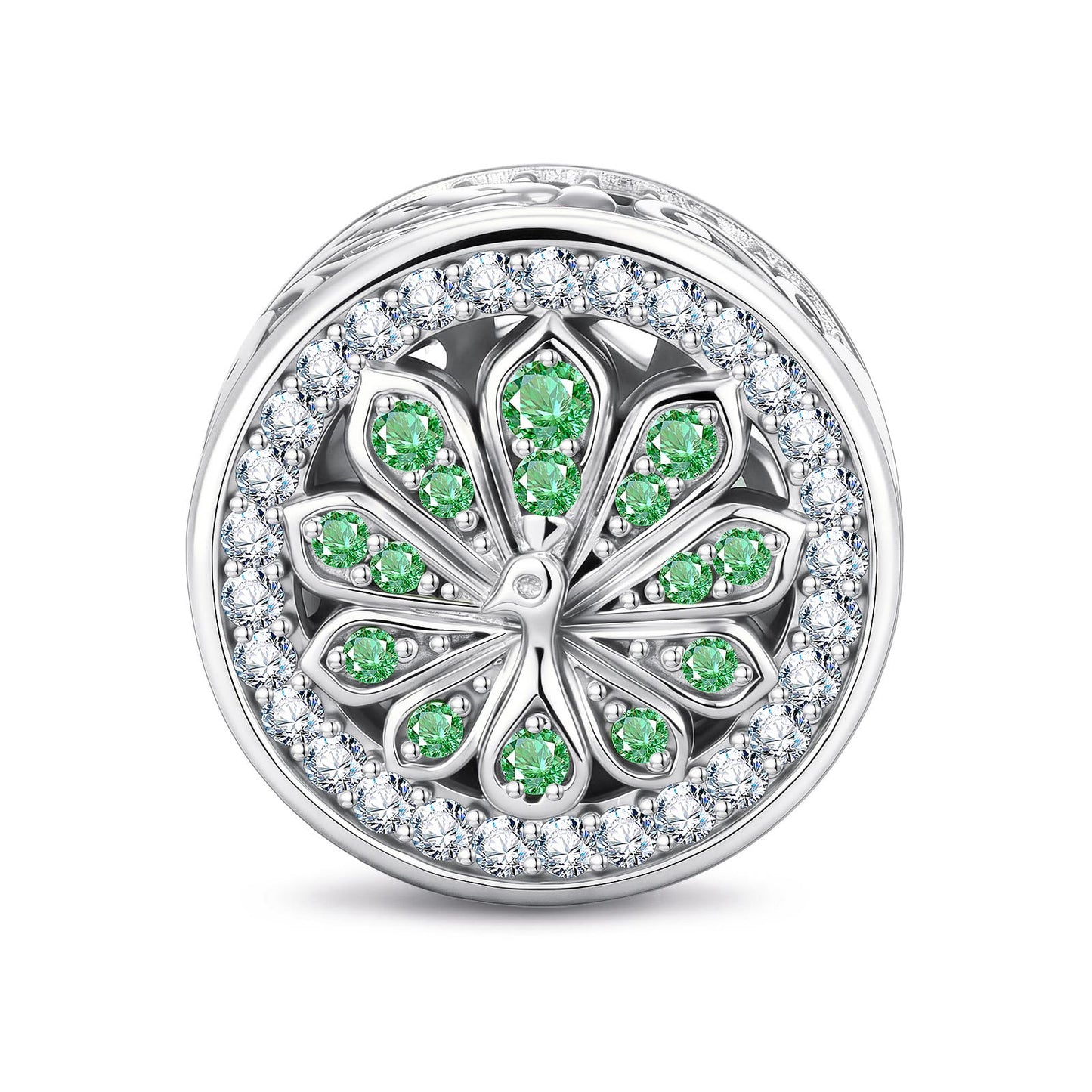 Peacock Reverie Reversible Butterfly & Floral Charm in Tarnish-Resistant Silver