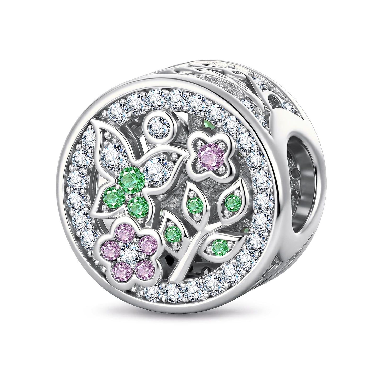 Peacock Reverie Reversible Butterfly & Floral Charm in Tarnish-Resistant Silver