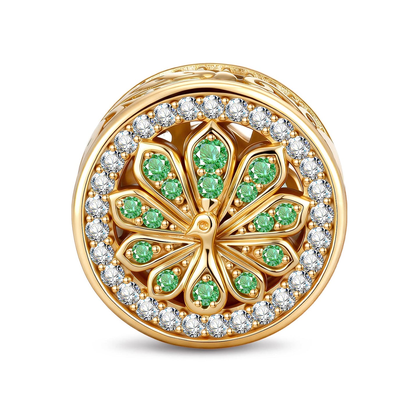 Peacock Reverie Reversible Butterfly & Floral Charm in Tarnish-Resistant Silver