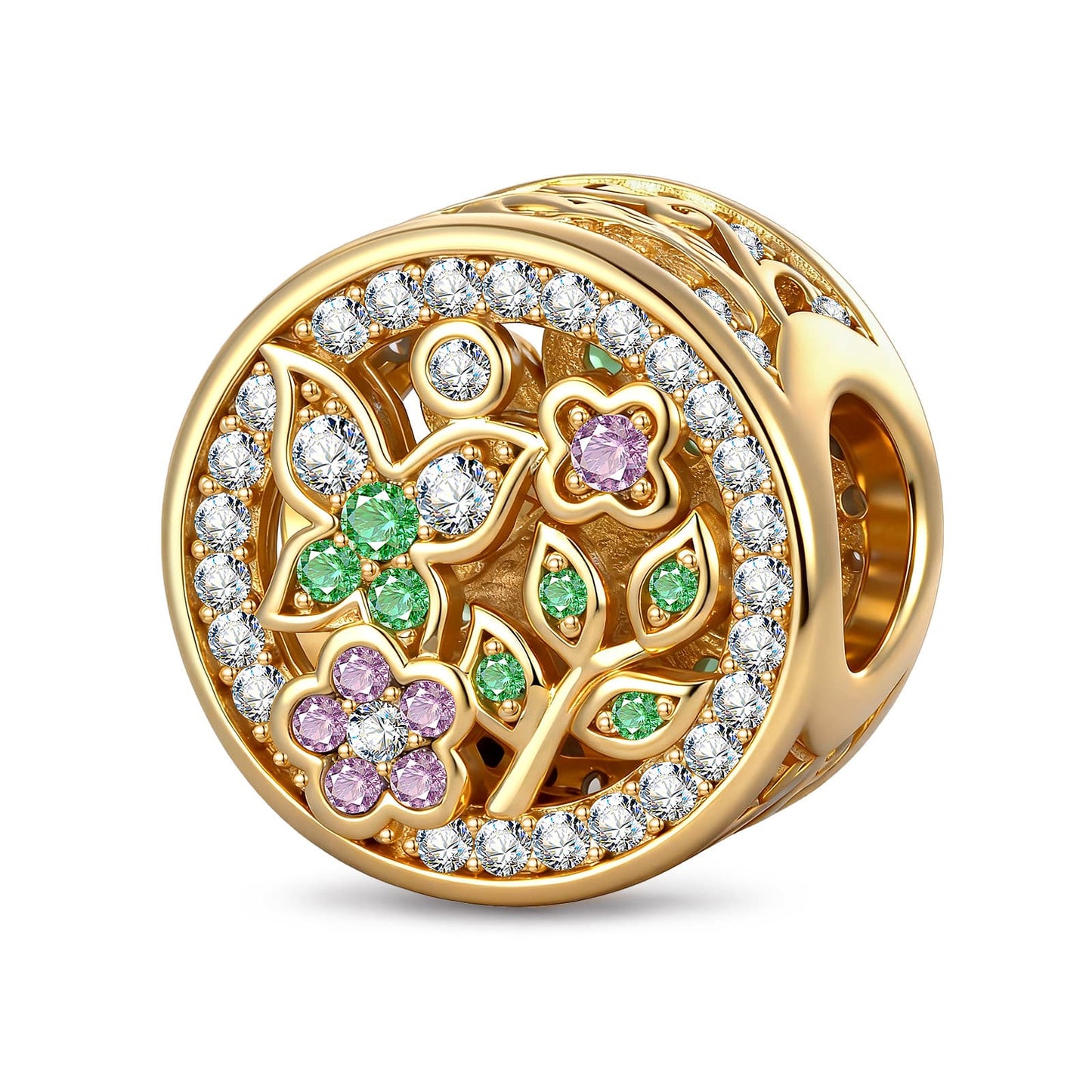 Peacock Reverie Reversible Butterfly & Floral Charm in Tarnish-Resistant Silver