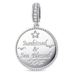 Ocean Mermaid Midnight Sparkle Pavé Gemstone Dangle Charm in Tarnish-Resistant Silver with White Gold Plating