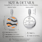Ocean Mermaid Midnight Sparkle Pavé Gemstone Dangle Charm in Tarnish-Resistant Silver with White Gold Plating