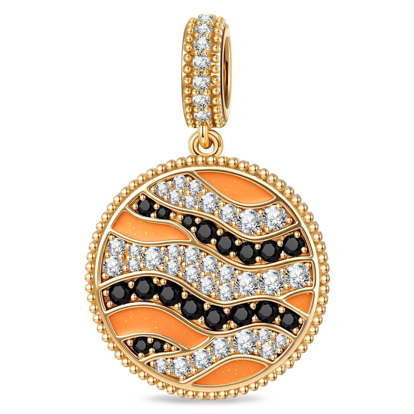 Ocean Mermaid Midnight Sparkle Pavé Gemstone Dangle Charm in Tarnish-Resistant Silver with 14K Gold Plating