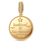 Ocean Mermaid Midnight Sparkle Pavé Gemstone Dangle Charm in Tarnish-Resistant Silver with 14K Gold Plating