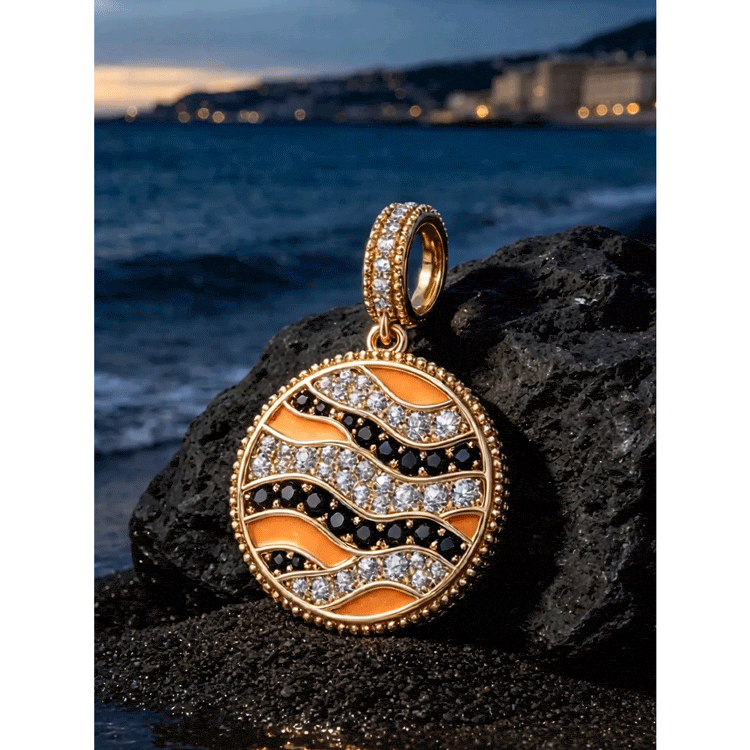 Ocean Mermaid Midnight‑Sparkle Pavé Gemstone Dangle Charm in Tarnish‑Resistant Silver