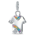 2026 Global Soccer Championship Multi-Color Pavé Gemstone Dangle Charm in Tarnish-Resistant Silver with White Gold Plating