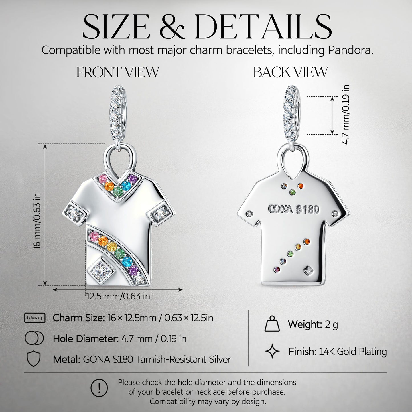 2026 Global Soccer Championship Multi-Color Pavé Gemstone Dangle Charm in Tarnish-Resistant Silver with White Gold Plating