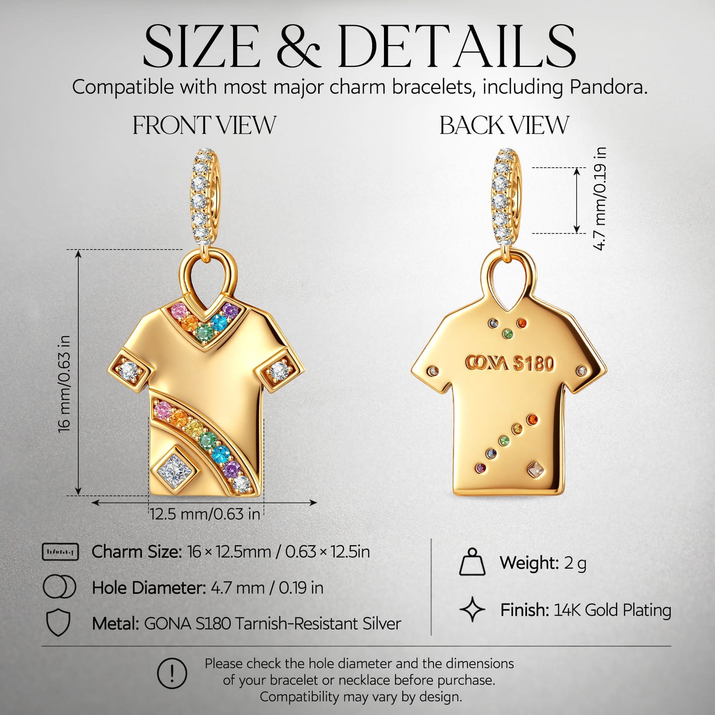 2026 Global Soccer Championship Multi-Color Pavé Gemstone Dangle Charm in Tarnish-Resistant Silver with 14K Gold Plating
