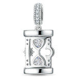 Lagoon Siren Heart Frame Dangle Charm in Tarnish-Resistant Silver With Crystal