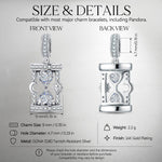 Lagoon Siren Heart Frame Dangle Charm in Tarnish-Resistant Silver With Crystal