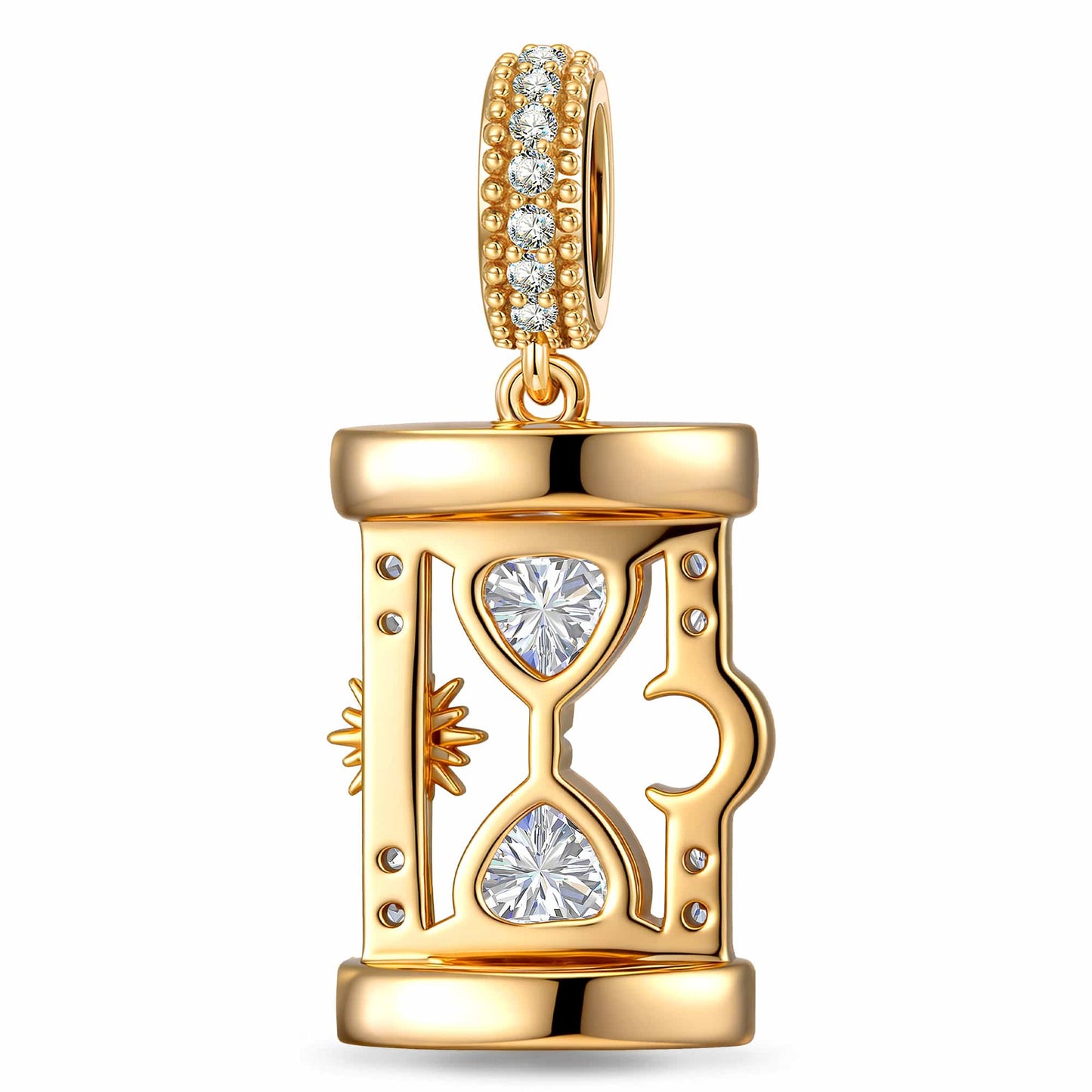 Lagoon Siren Heart Frame Dangle Charm in Tarnish-Resistant Silver With Crystal
