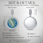 Tropical Lagoon Palm Enamel Dangle Charm in Tarnish-Resistant Silver With Crystal