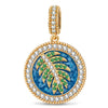 Tropical Lagoon Palm Enamel Dangle Charm in Tarnish-Resistant Silver With Crystal