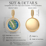 Tropical Lagoon Palm Enamel Dangle Charm in Tarnish-Resistant Silver With Crystal
