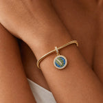 Tropical Lagoon Palm Enamel Dangle Charm in Tarnish-Resistant Silver With Crystal