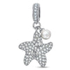 Pearl Tidal Starfish Dangle Charm in Tarnish-Resistant Silver With Crystal