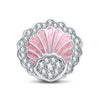 Cove Scallop Shell Charm in Tarnish-Resistant Silver With Crystal In White Gold Plating
