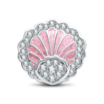 Cove Scallop Shell Charm in Tarnish-Resistant Silver With Crystal In White Gold Plating