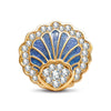 Cove Scallop Shell Charm in Tarnish-Resistant Silver With Crystal In 14K Gold Plating