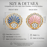 Cove Scallop Shell Charm in Tarnish-Resistant Silver With Crystal In 14K Gold Plating