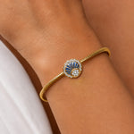Cove Scallop Shell Charm in Tarnish-Resistant Silver With Crystal In 14K Gold Plating